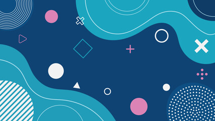 Abstract geometric shapes background with fluid lines in various colors