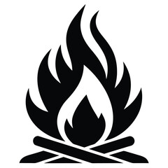 campfire black vector icon design on white background