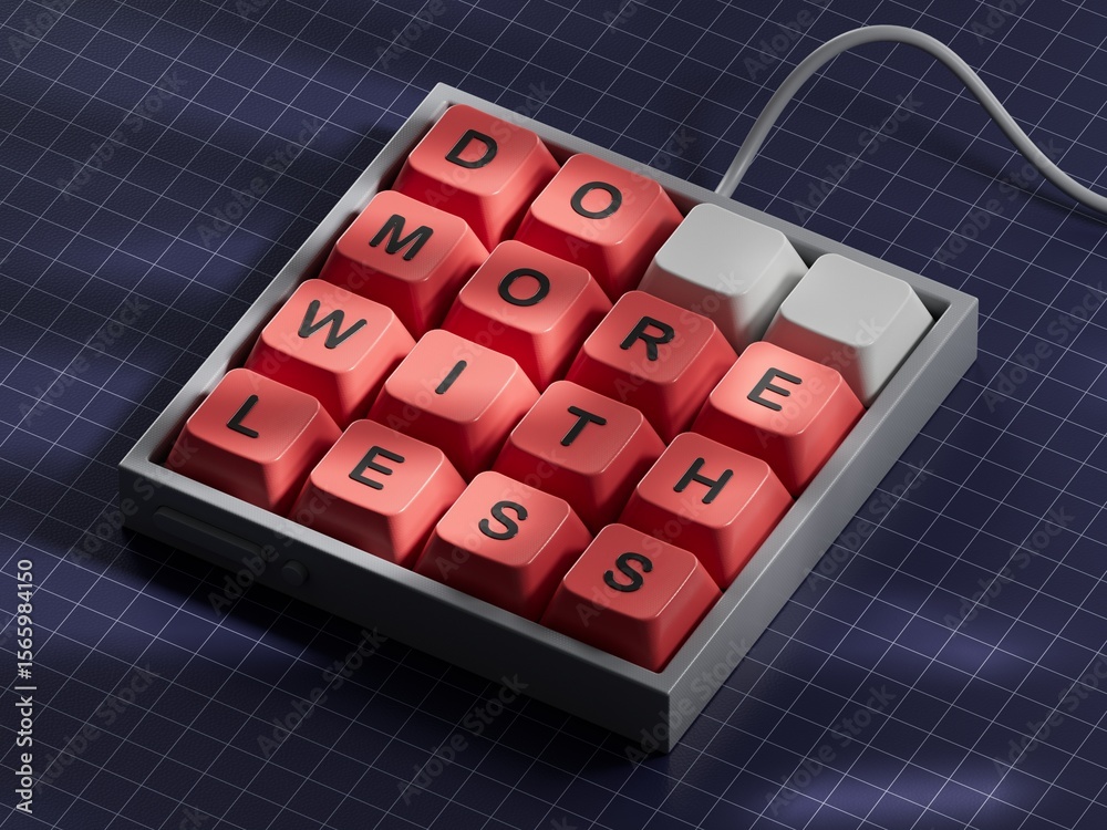 Poster do more with less symbol. concept words do more with less on computer keyboard keys. business and do