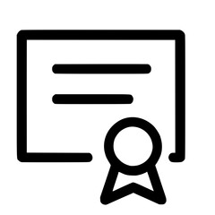 Simple Outline Achievement Certificate Award Diploma Document Symbol Icon