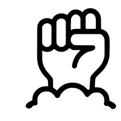 Obraz premium Outline Simple Raised Fist Protest Symbol Sign Shape Icon