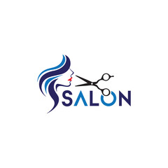 Salon Logo with Scissors and Flowing Hair – Modern Hair Studio Branding for Beauty & Style.