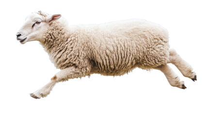 Fototapeta premium Sheep jumping isolated on white background 