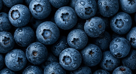 Fresh Ripe Blueberries with Water Drops – Vibrant Close-Up of Forest Fruit