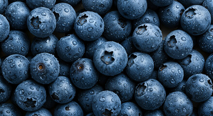 Fresh Ripe Blueberries with Water Drops – Vibrant Close-Up of Forest Fruit