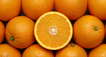 Fresh Ripe Oranges with Water Drops – Vibrant Close-Up of Citrus Fruit