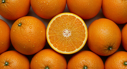 Fresh Ripe Oranges with Water Drops – Vibrant Close-Up of Citrus Fruit