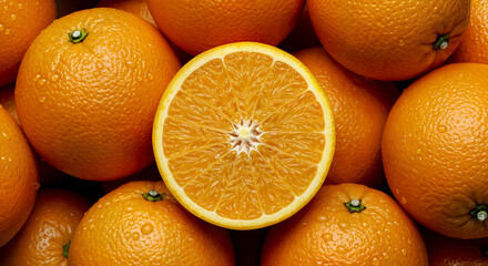 Fresh Ripe Oranges with Water Drops – Vibrant Close-Up of Citrus Fruit