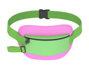 Hiking and running belt waist bag with adjustable strap and zippered compartments isolated on white background