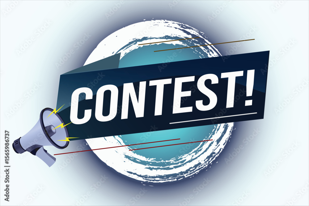 Fototapete contest megaphone loud speaker design for ribbon banner poster. lettering with geometric shapes line