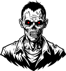 Red-Eyed Zombie Illustration – Horror Character Design