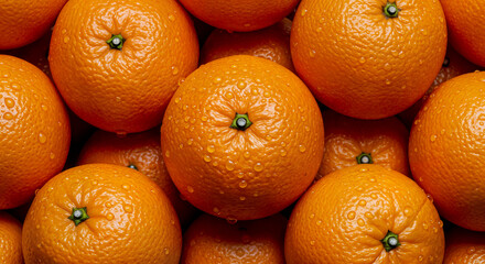 Fresh Ripe Tangerines with Water Drops – Vibrant Close-Up of Citrus Fruit