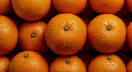 Fresh Ripe Tangerines with Water Drops – Vibrant Close-Up of Citrus Fruit