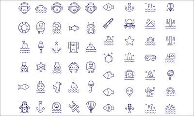 Water line icon set
