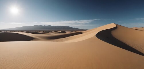 Desert landscape with sand dunes and clear sky