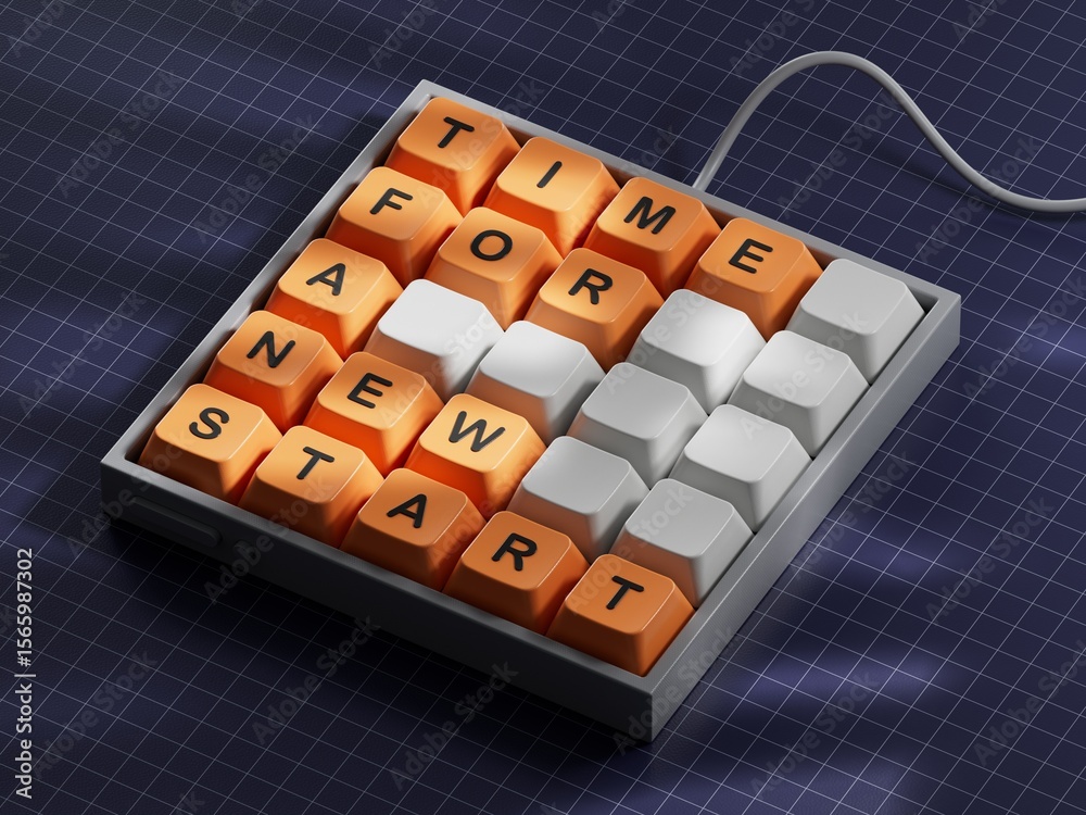 Poster time for a new start symbol. computer keyboard keys with words time for a new start.business and tim