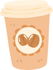 Iced Coffee Cup PNG, Cute Coffee To-Go Clipart, Kawaii Cafe Drink Illustration, Pastel Coffee Aesthetic, Coffee Bean Art Element

