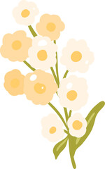 Yellow Wildflower Clipart PNG, Cute Pastel Floral Illustration, Summer Meadow Flower Element, Kawaii Cottagecore Bouquet

