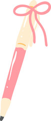 Cute Pink Pen Clipart PNG, Kawaii Stationery Illustration with Bow, Pastel School Supplies, Aesthetic Writing Tool



