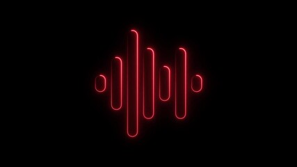 Dynamic Red Neon Sound Wave Visualizer on Black Background Abstract Audio Frequency Display for