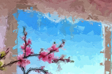 Fototapeta premium Various oil paintings, floral landscapes, moon chrysanthemums, streams, forests, plum blossoms, waterfalls
