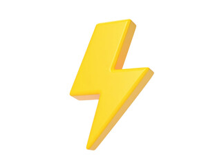 Yellow lightning bolt icon with sharp edges and dynamic shape isolated on white background