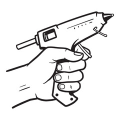 Hand holding a glue gun ready to start a diy crafting or repair project