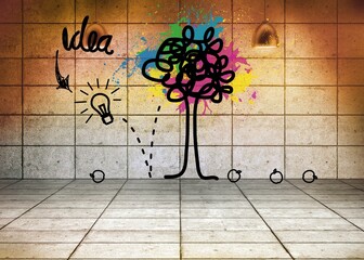 Digitally generated image of apple tree and bulb © vectorfusionart