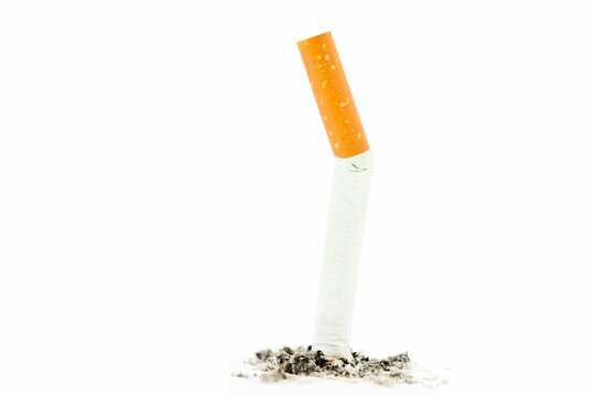 Image of pressed cigarette on a white background