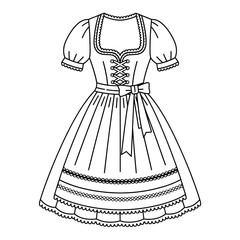 vector illustration of a dirndl coloring page 