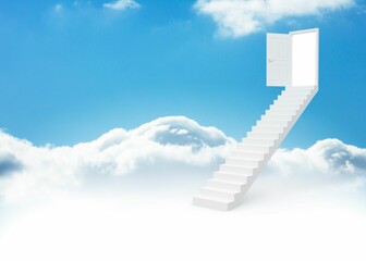 Obraz premium Steps leading to open door in the sky