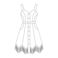 vector illustration of a suede dress coloring page