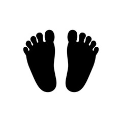 Black baby feet print silhouette vector flat illustration design.