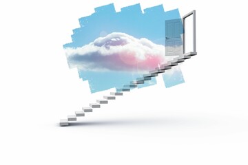 Abstract screen in room showing cloudy sky