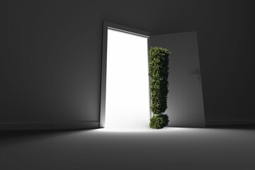 Obraz premium Exclamation mark shaped topiary at doorway