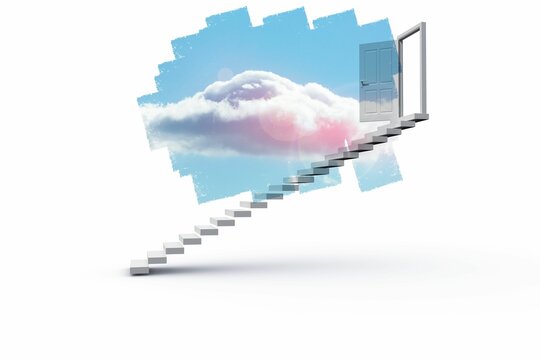 Fototapeta Abstract screen in room showing cloudy sky