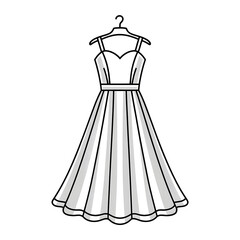 wedding dress vector illustration coloring page 
