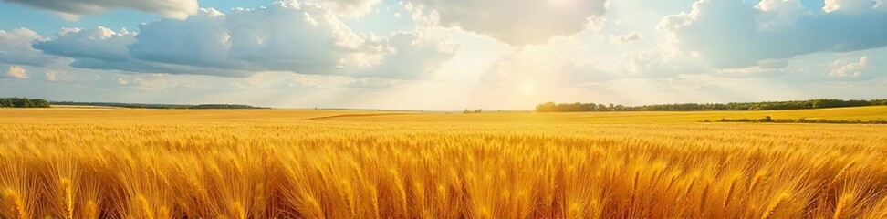 Obraz premium Golden Wheat Field Under Vast Canadian Sky A Bountiful Autumn Harvest Scene