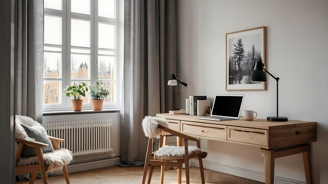 Modern Home Office Design Cozy Workspace with Natural Light and Minimalist Decor