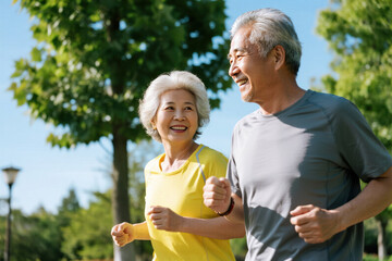 Elderly Couple Enjoying Outdoor Exercise
