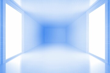 Bright blue room with windows