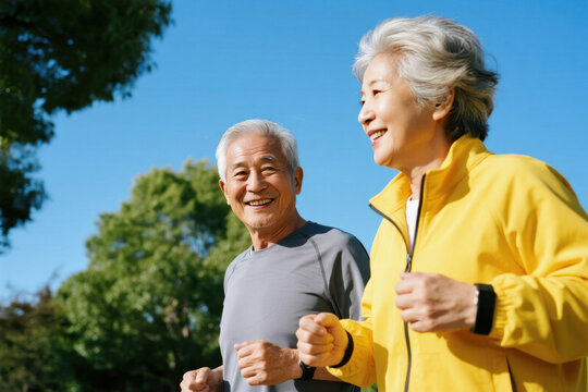 Elderly Couple Enjoying Outdoor Exercise