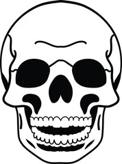 Detailed skull vector illustration with bold lines and dark shading, ideal for edgy designs, gothic artwork, biker themes, or tattoo-style graphics.