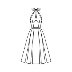 vector illustration of a  halter dress coloring page