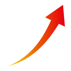 赤いグラデーションの 右上がり 矢印