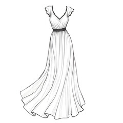 Fototapeta premium Shift dress coloring page white background 