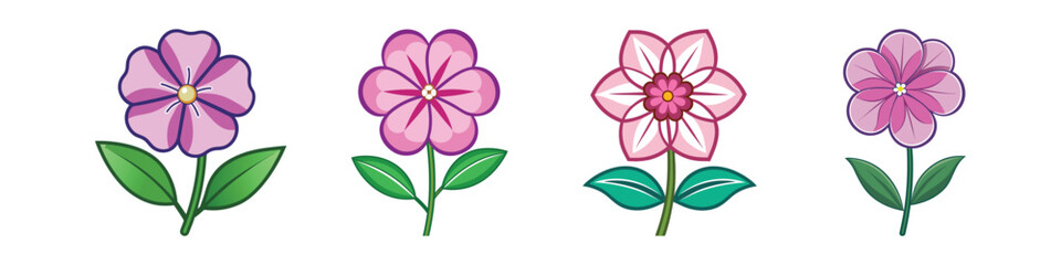 Phlox Flower Flat Illustration in Simple Minimalist Flat Style