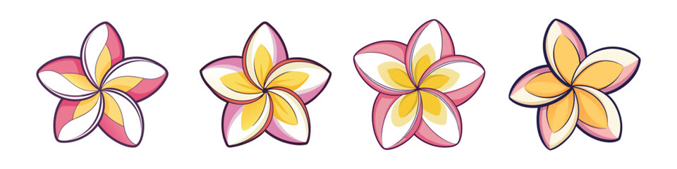 Plumeria Flower Flat Style Botanical Vector Illustration
