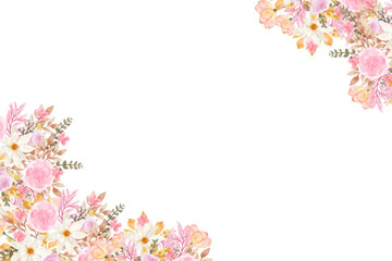 Watercolor flowers background vector for design.