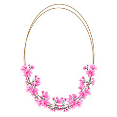 Watercolor flowers frame vector for design.